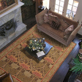 8 x 10  Green Sage Rose Color Hand Tufted William Morris 100% Wool Transitional Oriental Rug